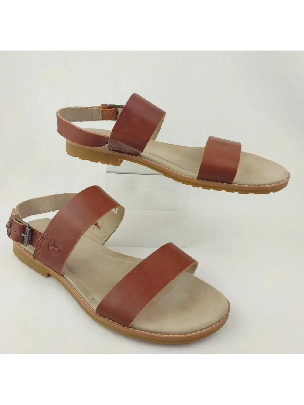 Timberland Chicago Riverside Brown Full Grain Backstrap Sandals Women's Sz10 New